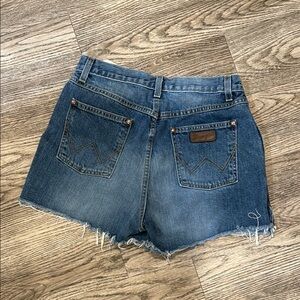 Wrangler Blue Jean Shorts with Frayed Hem